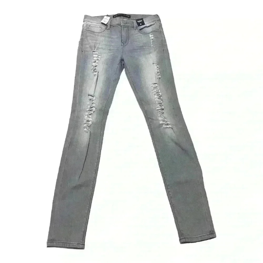 Women Express Mid Rise Gray Distressed Leggings-NWT - Picture 2 of 8